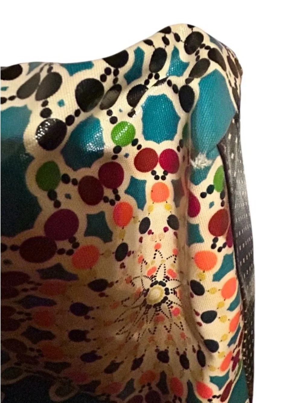 Fossil Teal Multicolor Floral-Print Hobo with Brown Handles